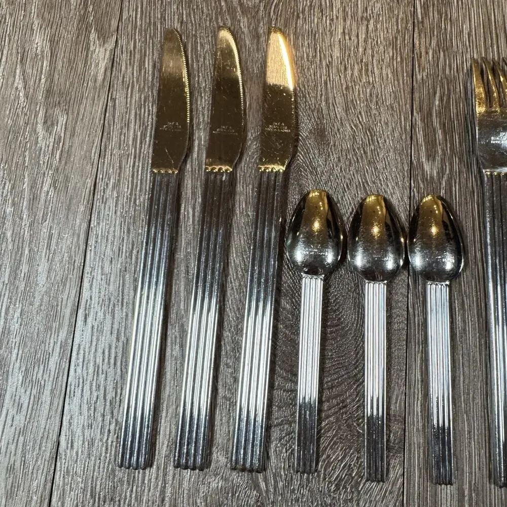 Lot of 13 IKEA Strateg Knives Spoons Forks Flatware Ribbed Ehlen Johansson 1990s